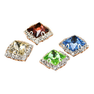 <b>Square</b> Rhinestone <b>Edging</b> 4-Hole Crystal Buckle DIY Headwear Accessories Loose Beads Wholesale Yiwu Origin - Product Image 5