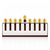 Ménorah de luxe en Lucite, porte-bougie acrylique pour Hanouka, ménorah à huile juive, couleur arc-en-ciel, centre de table pour Chanouka, coffret cadeau