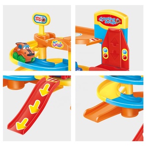 City Series - First Parking Garage Toy Play Set Bebé con 2 <span class=keywords><strong>coches</strong></span> de rueda libre Fácil montaje Ranura de dibujos animados Rampa de coche Pista educativa - Product Image 3