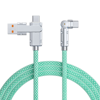 Kabel USB C 3 in 1, Kabel Pengisian Cepat 60W dengan Adaptor Pengisi Daya Multi Port, Kabel Pengisian Multi dengan Sambungan Siku Rotasi 540 Derajat