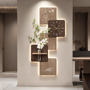 <span class=keywords><strong>Reloj</strong></span> de Pared con Textura de Arenisca y Estampado UV, con Florero de Vidrio y Luz LED, Estilo Nórdico para Interiores - Product Image 6