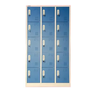 Armoire de rangement pour sac d'employé en acier à 15 portes de bonne qualité pour salle de sport, armoire de rangement en métal pour l'école