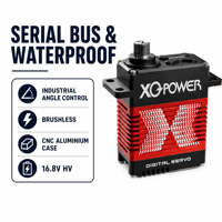 Гигантский сервопривод для радиоуправляемых моделей 100/150/180 кг XQ POWER, бесщеточный, с последовательной шиной, водонепроницаемый, в алюминиевом корпусе с ЧПУ, для роботизированных рук