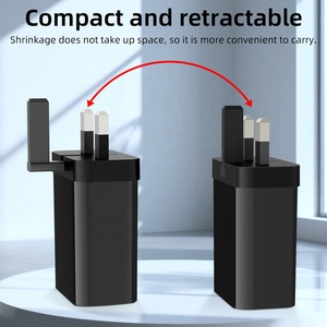 Hnt GAN 20W UK PUSH USB + Type C พอร์ตคู่ชาร์จเร็ว PD อะแดปเตอร์ไฟฟ้าแบบยืดหดได้สำหรับ Xiaomi <span class=keywords><strong>iPhone</strong></span> 16/15/<span class=keywords><strong>14</strong></span> - Product Image 4