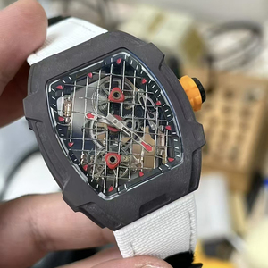 นาฬิกาคาร์บอนไฟเบอร์ระดับพรีเมียมทรง Tonneau สำหรับผู้ชาย ดีไซน์ Tourbillon โครงกระดูก เครื่องจักรกล แนวสปอร์ต แข่งรถ กันน้ำ - Product Image 5
