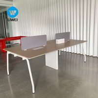 LIWEI Bureau d'ordinateur moderne en bois extensible pour 4 à 6 personnes, poste de travail de bureau à aménagement ouvert, qualité commerciale, pour équipe