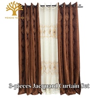 Lot de 3 rideaux jacquard en polyester à œillets, épais, prêts à poser, motif floral européen moderne, haute occultation, vente en gros