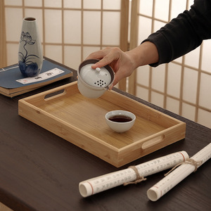Bamboo <b>Tea</b> <b>Tray</b> Set Rectangular Natural Wood Serving <b>Tray</b> For Home Coffee <b>Tea</b> Japanese Style - Product Image 3