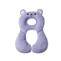 Oreiller de tête de siège auto pour bébé en peluche de haute qualité, gris, avec ours brodé, support de nuque personnalisé pour enfants, sommeil sain, confort de literie