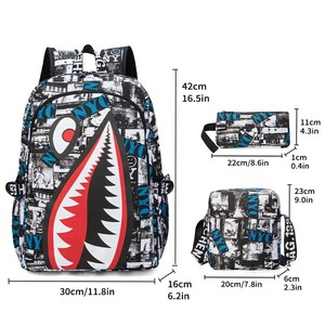 Zaino Impermeabile in Tessuto Oxford a Forma di Squalo per Adolescenti, Grande Capacità, Cool e Personalizzato - Product Image 3