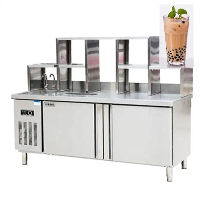 Bubble tea bar milk tea bar counter with refrigeration and boba bar  equipment