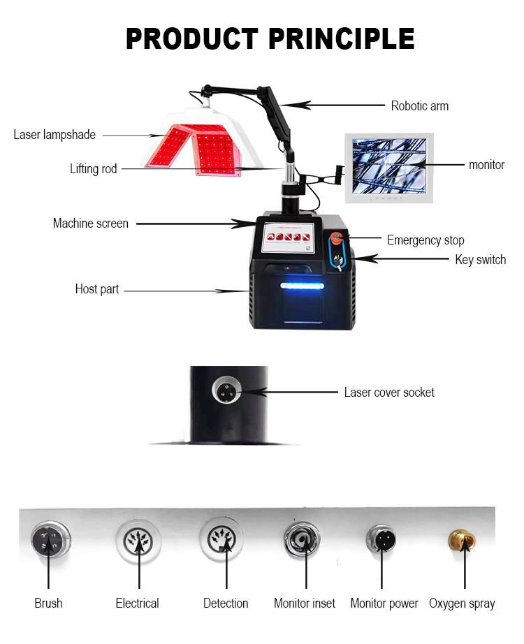 LLLT Laser Anti-Hair Loss Treatment Equipment 650Nm Scalp Massage Led Laser Device For Hair Growth With Hair Follicle Detection