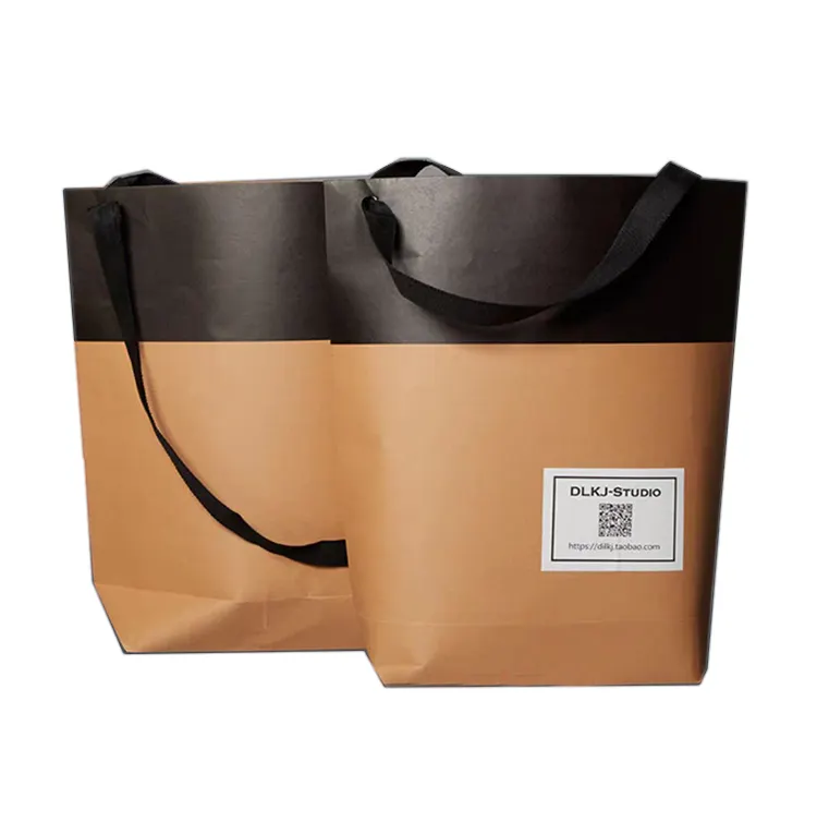 Kunden spezifische einfache Stoff verpackung drucken Logo braune Kraft papiertüte mit Griff