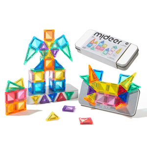 MIDEER Tuiles magnétiques colorées, mini-tuiles, <span class=keywords><strong>jouet</strong></span> de construction portable pour enfants de 3 ans et plus, jouets éducatifs pour enfants - Product Image 1