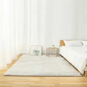 Weicher langer Pelz Schlafzimmer Teppich Anti-Rutsch-Boden teppich mit blau grau rosa beige weiß lila PV Fleece Samt einfachen quadratischen Teppich
