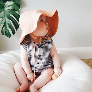 여름 대량 통기성 새로운 조정 가능한 다채로운 유아 어부 넓은 챙 린넨 태양 모자 일반 면 아기 어린이 버킷 모자 - Product Image 2