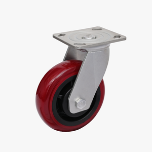 Roues pivotantes robustes à noyau en fonte solide avec revêtement en PU, capacité de charge de 420 kg, diamètre de 4'', 5'', 6'', 8'', frein, bande de roulement de 48 mm - Product Image 1