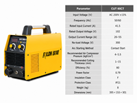 Coupe-plasma portable RILON CUT 60CT 220V 7,8 kW 350 mm/min pour l'acier inoxydable, l'acier au carbone et les métaux