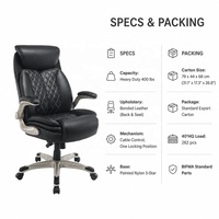 Chaise de bureau ergonomique traditionnelle de direction, grande taille, dossier haut, pour bureau à domicile, avec accoudoirs relevables et commande par câble