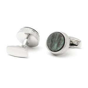 Boutons de manchette de haute qualité, très vendus, boutons de manchette créatifs pour hommes avec un design floral vert en forme d'engrenage, boutons de manchette haut de gamme - Product Image 3