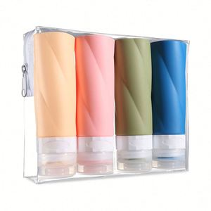 Ensemble de flacons de voyage en silicone anti-fuite approuvés pour avion, 90 ml, quatre pièces, avec logo personnalisé - Product Image 1
