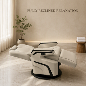 Electric Reclining Barber Salon <b>Chair</b> <b>Cream</b> White PU <b>Leather</b> with Heavy-Duty Hydraulic Pump USB Charging Port for Barber Shop - Product Image 6