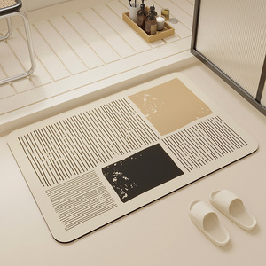 Diatomaceous Earth Bath <b>Mat</b> Rectangle Striped Non Slip Quick Dry For Bathroom Entrance - Product Image 4