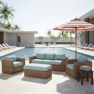 Modern Luxury Villa Dining Outdoor <strong>Garden</strong> Furniture Set Handwoven Wicker Rattan Sofa 5-Piece Sectional <strong>Seating</strong> - Product Image 4