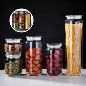 Recipiente de lujo para alimentos, frasco de vidrio ámbar hermético, frasco de vidrio colorido con tapa de vidrio para alimentos, frasco de vidrio de alta calidad para almacenamiento en la cocina. - Product Image 4