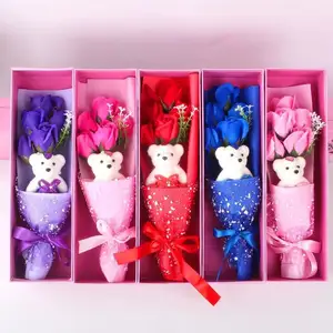 वेलेंटाइन दिवस उपहार आलीशान खिलौना जानवरों रंगीन टेडी भालू खिलौना गुलदस्ता