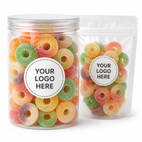 Sugar Coated Ring Starch Gummy Candy Multicolor Fruit Flavor Soft Chewy Donut Starch Gummy Sweet Sour Candy for Kids Wholesale