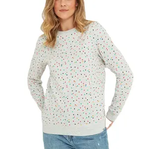 Custom Hoge Kwaliteit Stijlvolle Dot Print Confetti Logo Lange Mouwen Herfst Sweatshirt Voor Vrouwen