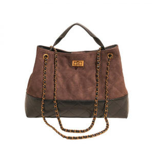 Sac de bras pour femme, grand sac fourre-tout en daim PU avec boucle et chaîne d'épaule - Product Image 2