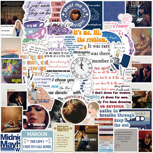 ZY2026C 50 Piezas de Pegatinas Decorativas de la Cantante <span class=keywords><strong>Taylor</strong></span> Swift Midnight para Laptop, Patineta, Equipaje, Guitarra, Álbum de Recortes, Arte, Pegatinas Impermeables - Product Image 2