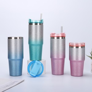 Mug de voyage isotherme de luxe en acier inoxydable Ice Bully Boba Beer Mug, laqué, 30oz, à changement de couleur progressif, avec paille - Product Image 3