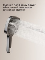 FSH Intelligent LED Display Ensemble de douche thermostatique Noir Piano Clés Système de robinet de bain Pluie douce Céramique Jet Massage Hôtel
