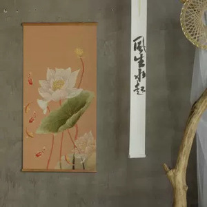 ภาพวาดแขวนผนังสองด้านลายลูกพลับผ้าไหมไผ่ สไตล์จีนโบราณ สำหรับตกแต่งบ้าน กรอบไม้รูปสี่เหลี่ยมผืนผ้า - Product Image 4
