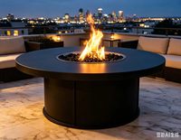 Brasero autoportant rond en acier sans fumée, table de chauffage extérieure moderne au gaz naturel pour jardin, foyer et barbecue automatique