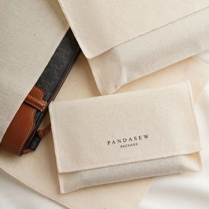 Custom Logo Soft Flip <strong>Cotton</strong> Wallet Envelope Shape Packaging Gift and Jewelry Bag Set with Dust Bag