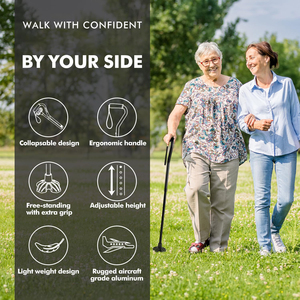 Foldable <b>Walking</b> Cane Collapsible Lightweight Adjustable Portable Hand <b>Walking</b> <b>Stick</b> for Men Women - Product Image 6