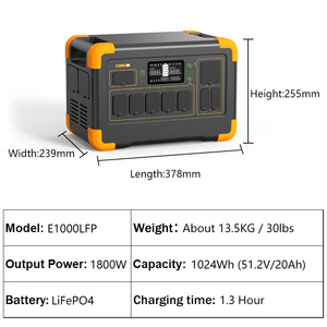 Multifunctional 1800W 1024Wh Portable Power Station <b>UPS</b> Wifi Remote Control Solar Generator Kit - Product Image 6