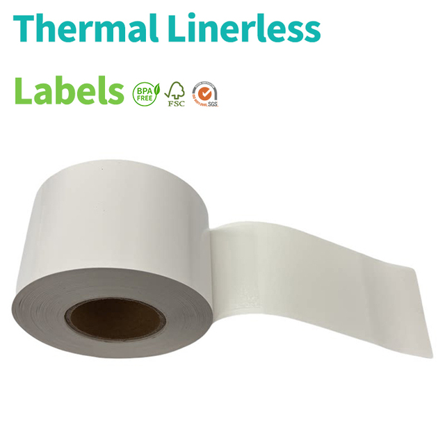 Custom Size Linerless Labels Waterproof Removable Adhesive Eco-Friendly Direct Thermal Roll for Retail Supermarket Price Tag OEM