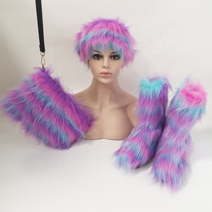 Zapatos de invierno para adultos, botas de piel sintética de tacón plano, conjunto de botas de nieve cálidas con diadema y Bolsa, baratos, venta al por mayor, novedad de 2021 - Product Image 3