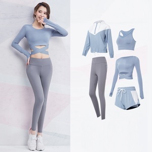 2020 Fitness Demi-Fermeture Éclair Veste de Ensemble de Yoga Sport Soutien-Gorge Leggings Manches Longues Manches Courtes Vêteme - Product Image 1