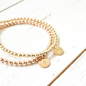 Personalized Stainless Steel <strong>Stacking</strong> <strong>Bracelet</strong> Custom Gold Beaded <strong>Bracelet</strong> As Gift for Her - Product Image 3