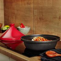 Meilleure vente Pot de tagine en fonte-Tajine marocain de 3.65 pintes avec Base en fonte émaillée et couvercle en forme de cône