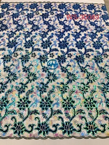 Adoptez l'élégance africaine : Tissu en dentelle à perles et paillettes pour garnitures de robes de mariée WS-30090 - Product Image 6