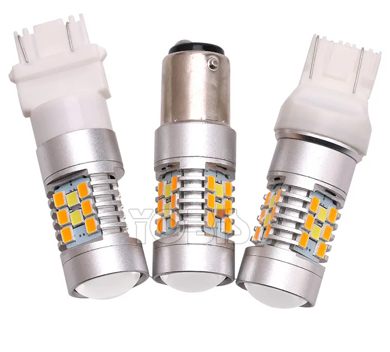 YOBIS 슈퍼 밝은 2835 28SMD 1156 1157 듀얼 컬러 스위치 백 전구 t20 w21/5w led p21/5w 12v bay15d 24v 7443 led 전구 360