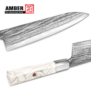 Amber Japon Bıçak Seti VG10 Şam Çelik Bıçak Seti Mutfak Şef Bıçak Seti Gerçek Dövme Bıçak Yeni Profesyonel Hediye Kutulu - Product Image 2