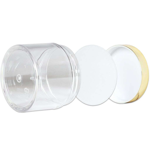 กระปุกเครื่องสำอางพลาสติกใสทรงกระบอก ฝาปิดแบบ Snap Top สีทอง พร้อมซับใน สำหรับโลชั่น ครีม ยาทาแก้ปวด และเครื่องสำอางสำหรับเดินทาง - Product Image 3